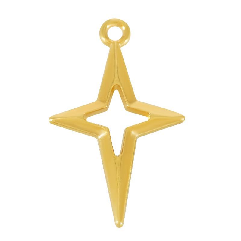 Bedel Groot ster Goud 24kr DQ 17x27mm-bedels-Kraaltjes van Renate