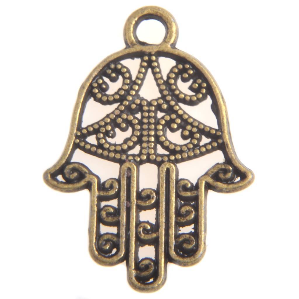 Bedel Hamsa hand Brons 21x15mm - 5 stuks-Kraaltjes van Renate
