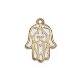 Bedel Hamsa hand Wit-Goud 24K DQ 14x19mm-bedels-Kraaltjes van Renate