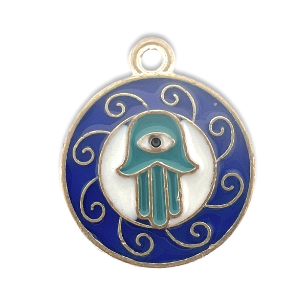Bedel Hand blauw goud 18mm-bedels-Kraaltjes van Renate