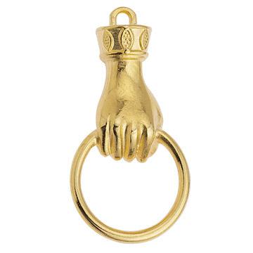 Bedel Hand met ring Goud 24K DQ 17x33mm-bedels-Kraaltjes van Renate