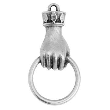 Bedel Hand met ring Zilver DQ 17x33mm-bedels-Kraaltjes van Renate