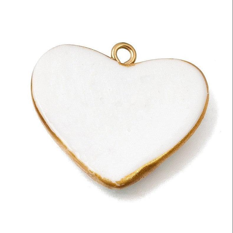 Bedel Hart Aardbei RVS Goud Roze 27mm - per stuk-Bedels-Kraaltjes van Renate