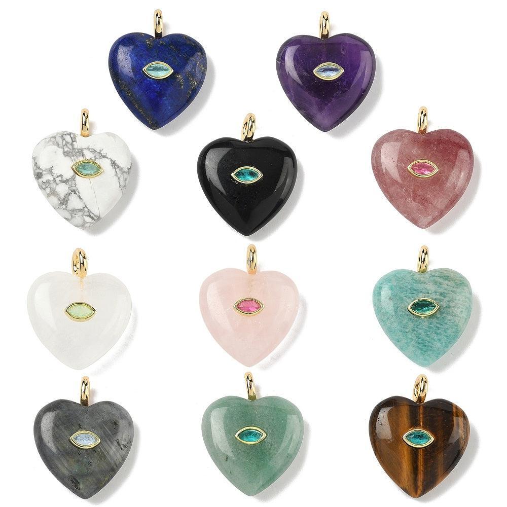 Bedel Hart Natuursteen met Zirkonia 31mm – per stuk-bedels-Kraaltjes van Renate