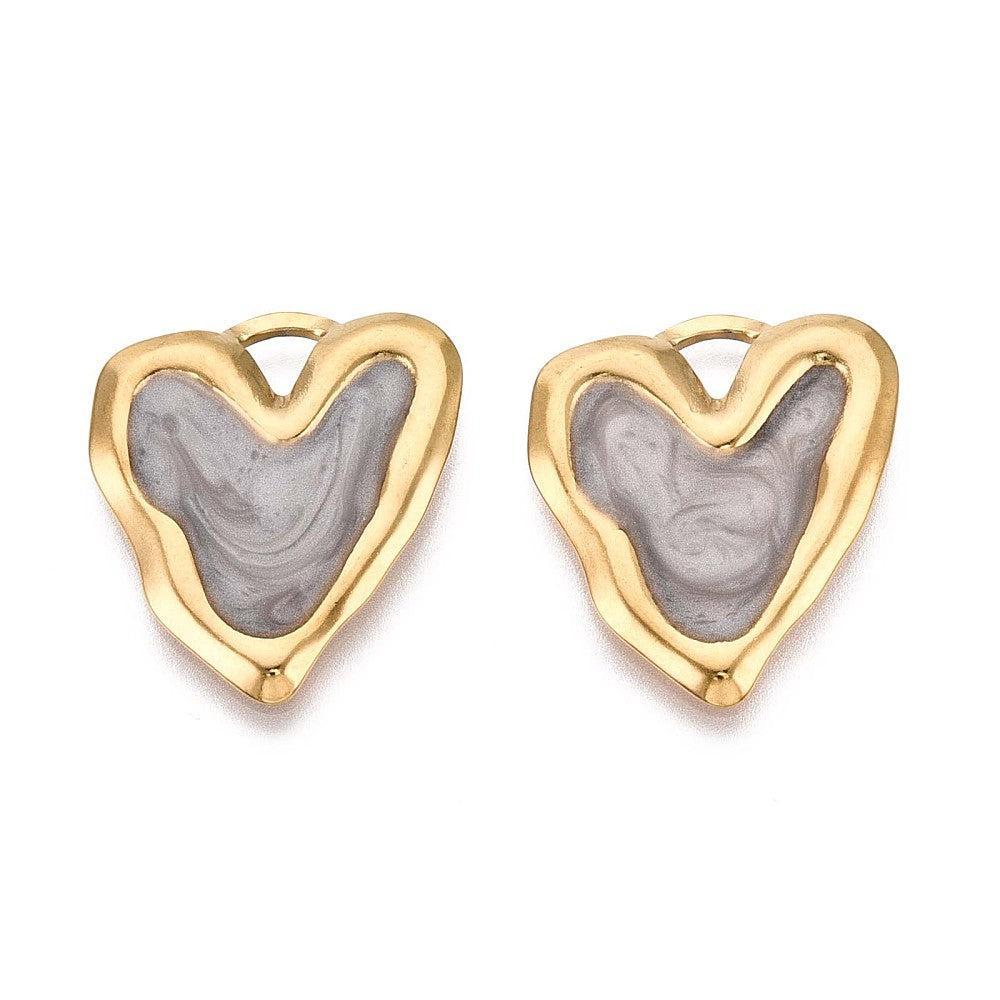 Bedel Hart RVS Goud / Lichtgrijs 26mm - per stuk-bedels-Kraaltjes van Renate