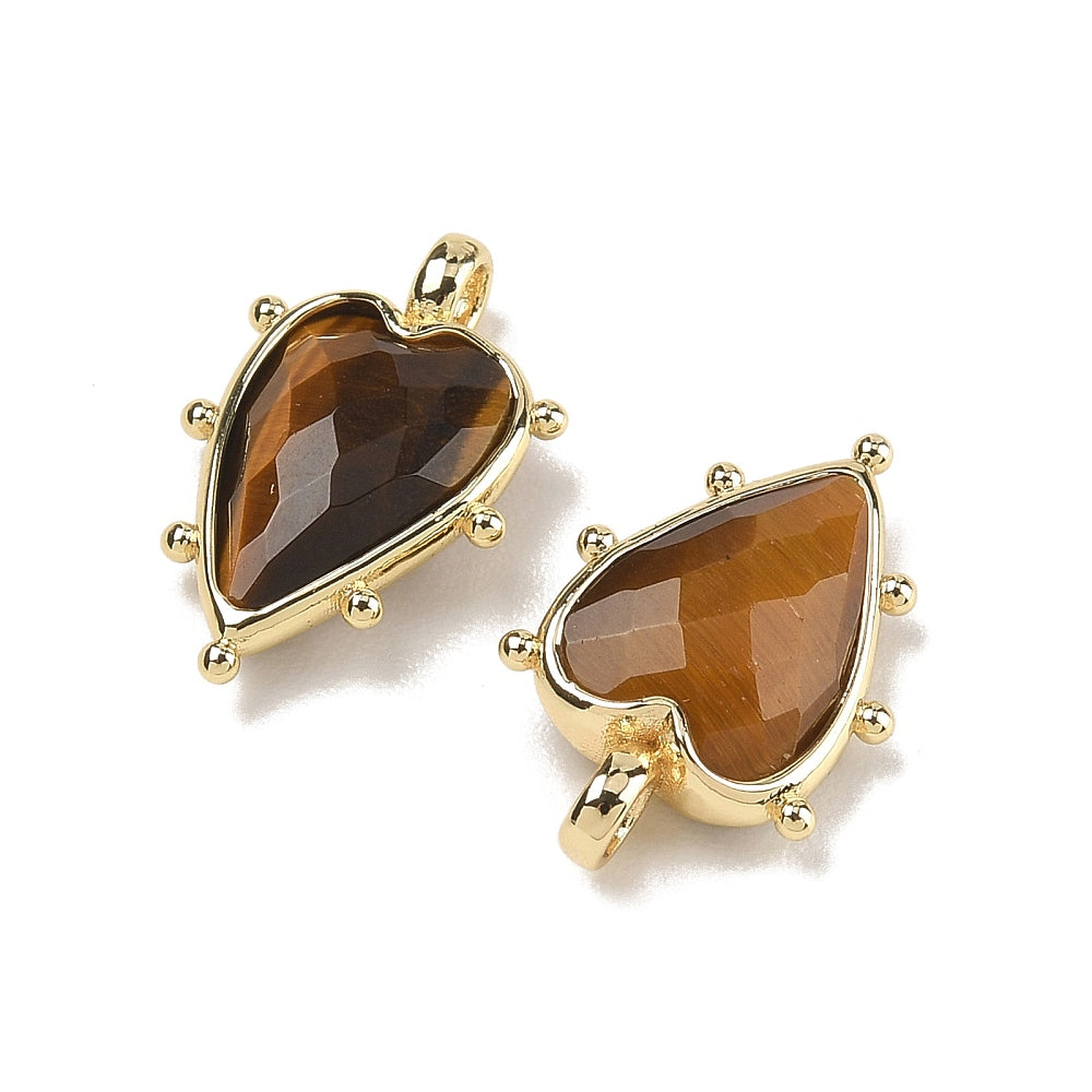 Bedel Hart Tijgeroog Facet Brass Goud 19mm - per stuk-Bedels-Kraaltjes van Renate