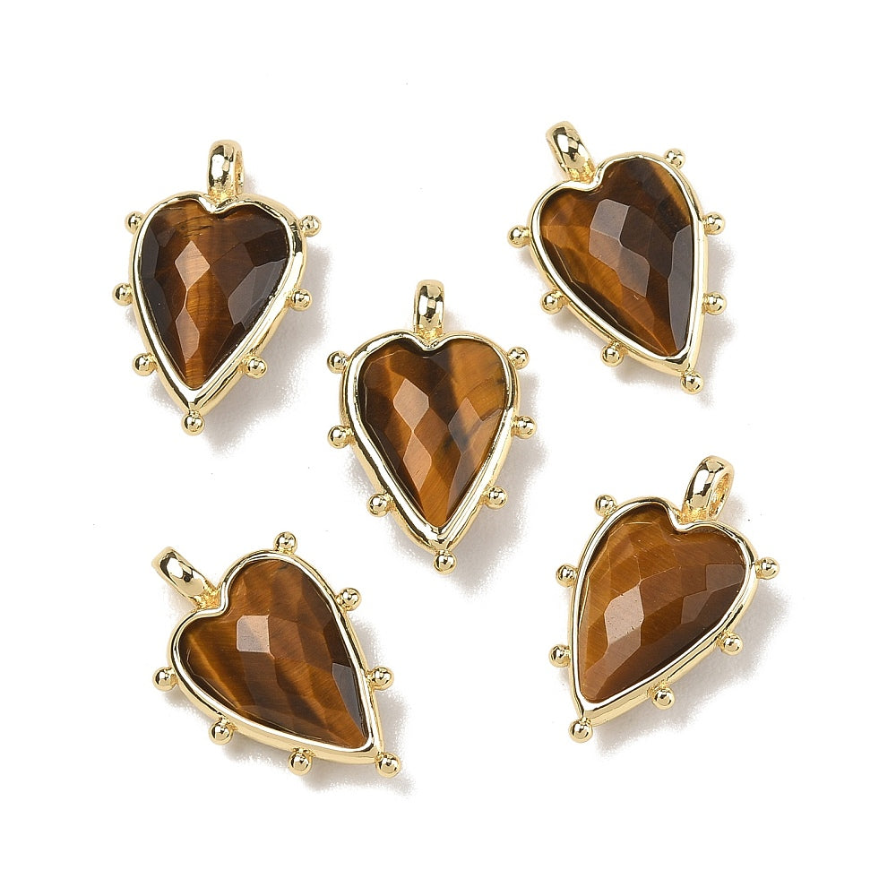 Bedel Hart Tijgeroog Facet Brass Goud 19mm - per stuk-Bedels-Kraaltjes van Renate