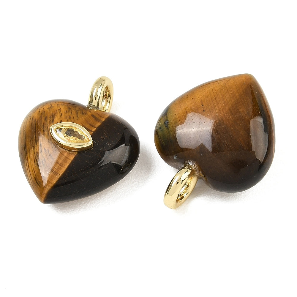 Bedel Hart Tijgeroog Zirkonia Brass Goud 26mm - per stuk-Bedels-Kraaltjes van Renate