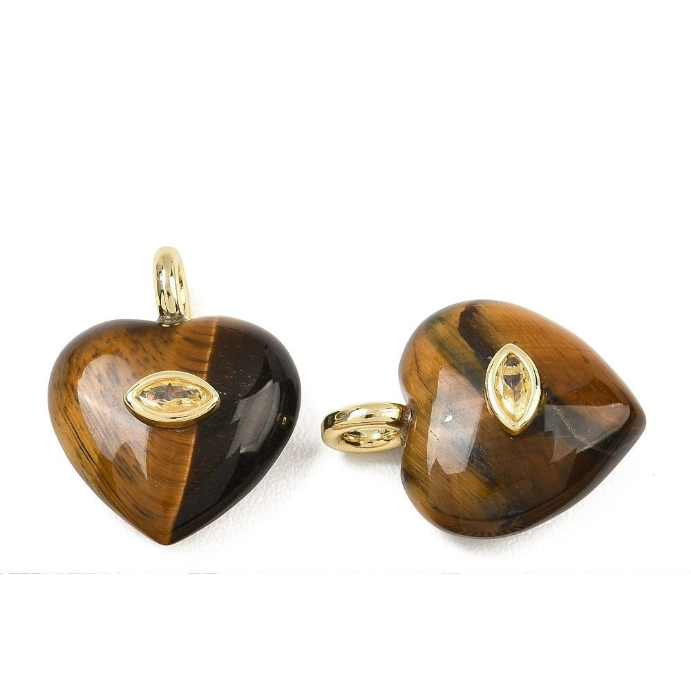 Bedel Hart Tijgeroog Zirkonia Brass Goud 26mm - per stuk-Bedels-Kraaltjes van Renate
