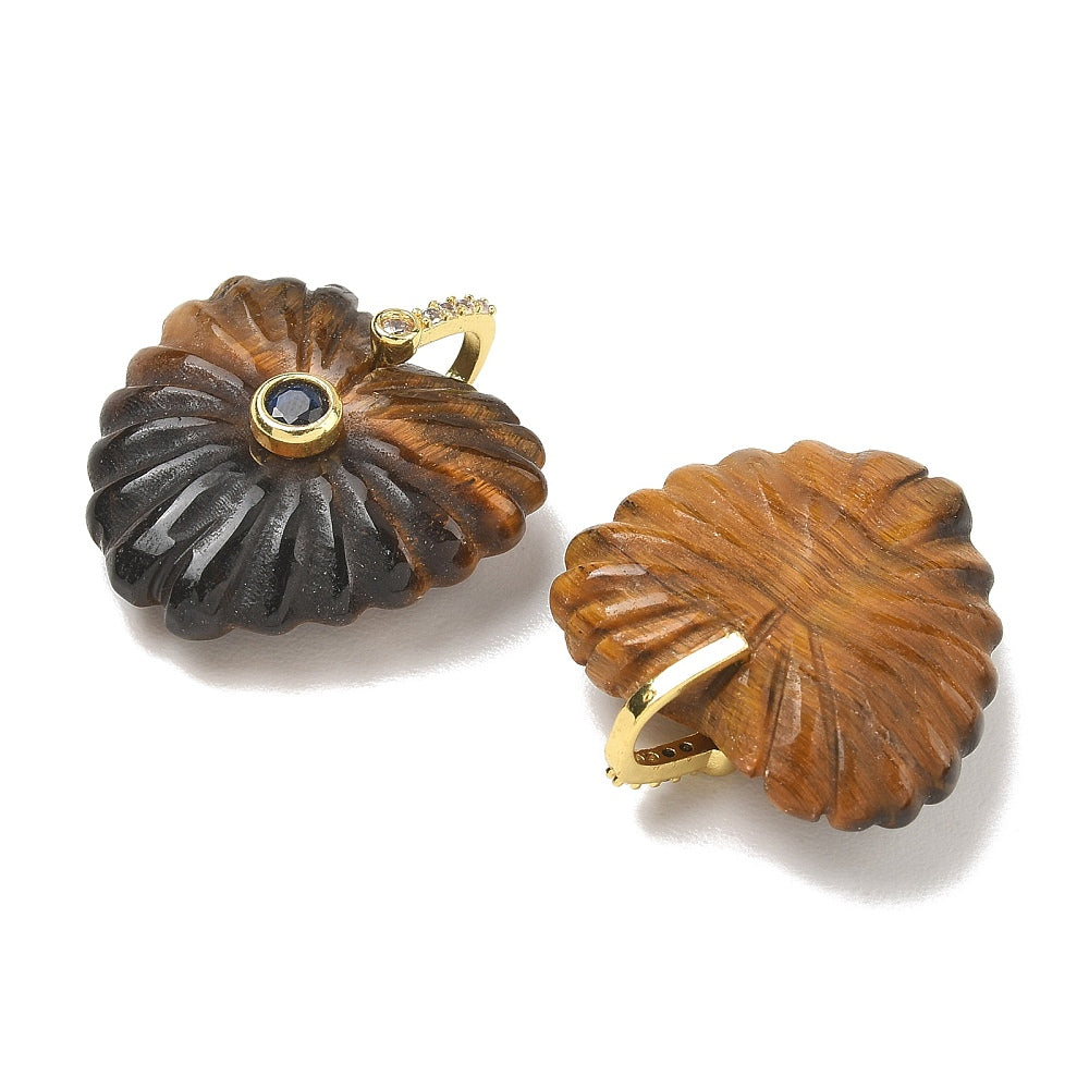 Bedel Hart Tijgeroog Zirkonia Brass Goud 27mm - per stuk-Bedels-Kraaltjes van Renate