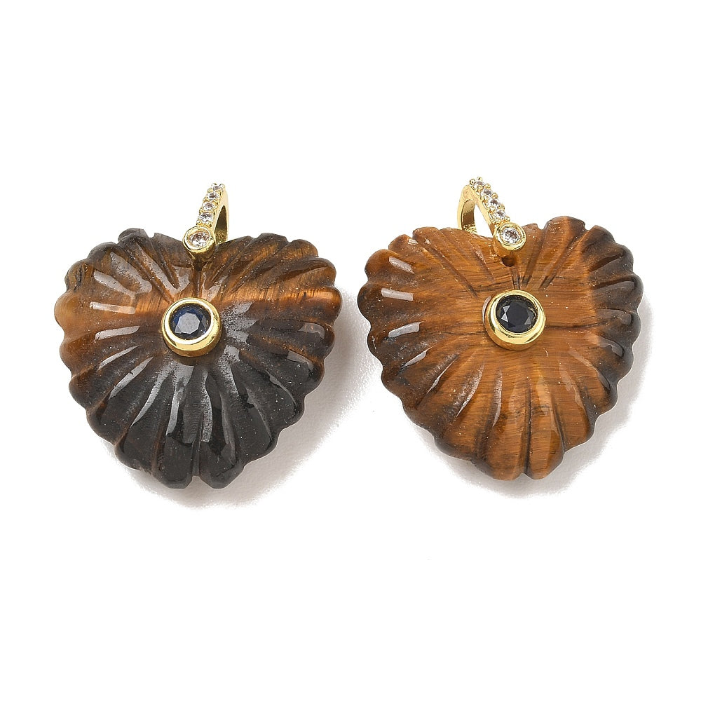 Bedel Hart Tijgeroog Zirkonia Brass Goud 27mm - per stuk-Bedels-Kraaltjes van Renate