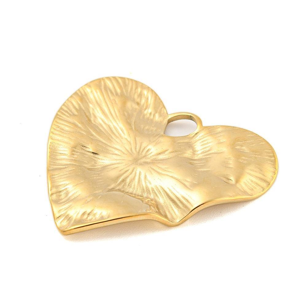 Bedel Hart XL 14K RVS goud 36mm - per stuk-bedels-Kraaltjes van Renate