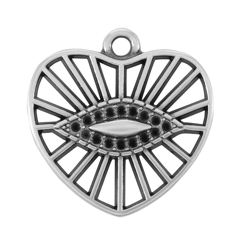 Bedel Hart met evil eye Zilver DQ 20x18mm-bedels-Kraaltjes van Renate