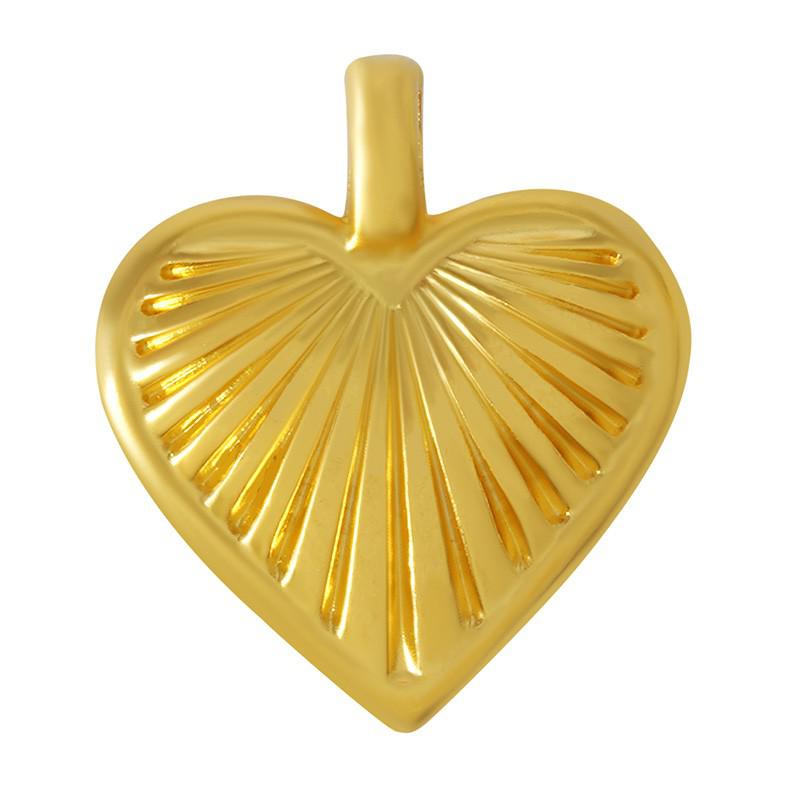 Bedel Hart met stralen gedraaid oog Goud 24kr DQ 19x18mm-bedels-Kraaltjes van Renate