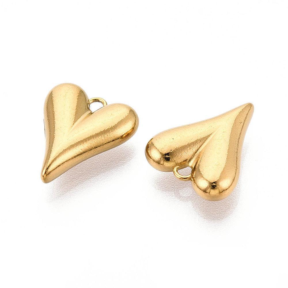 Bedel Hartje Goud RVS 13,5x11mm-bedels-Kraaltjes van Renate