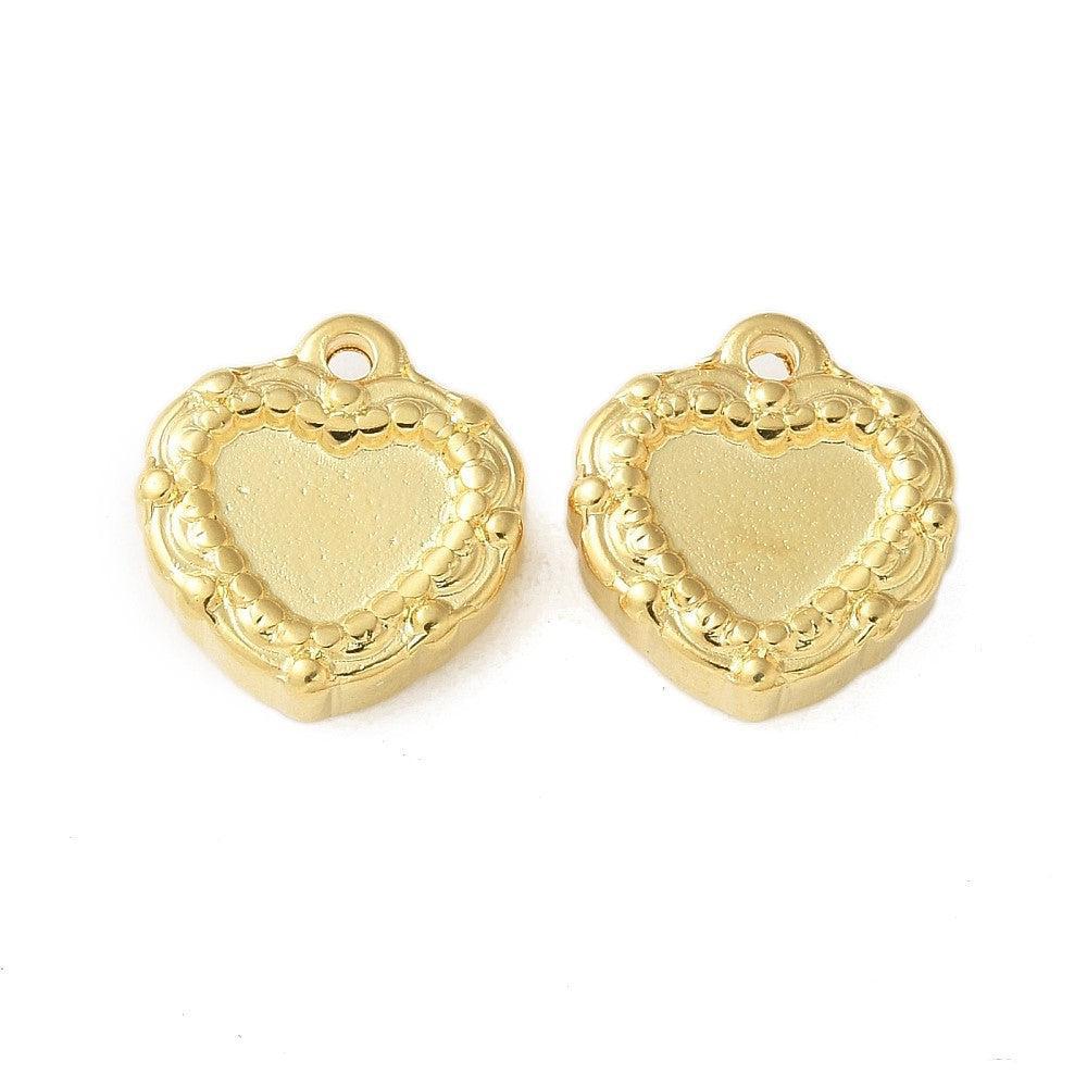 Bedel Hartje RVS 18K Gold Plated 14x12mm - per stuk-bedels-Kraaltjes van Renate