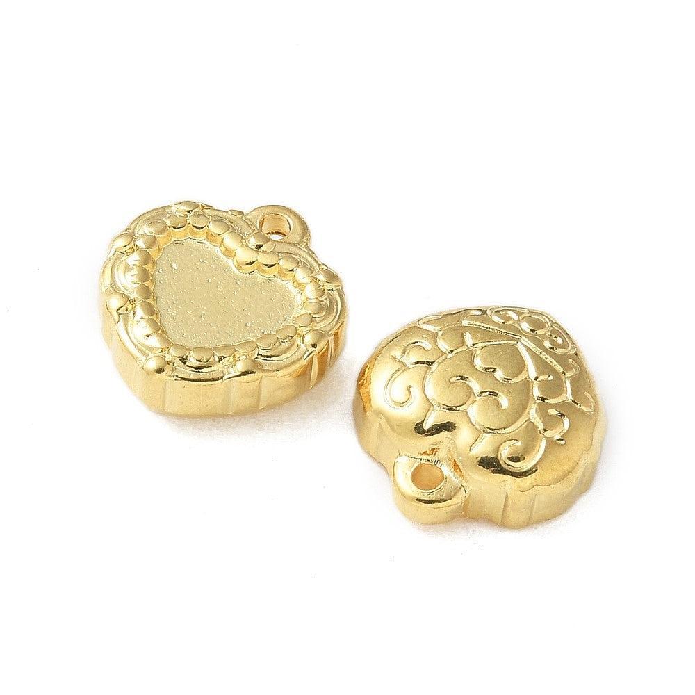 Bedel Hartje RVS 18K Gold Plated 14x12mm - per stuk-bedels-Kraaltjes van Renate