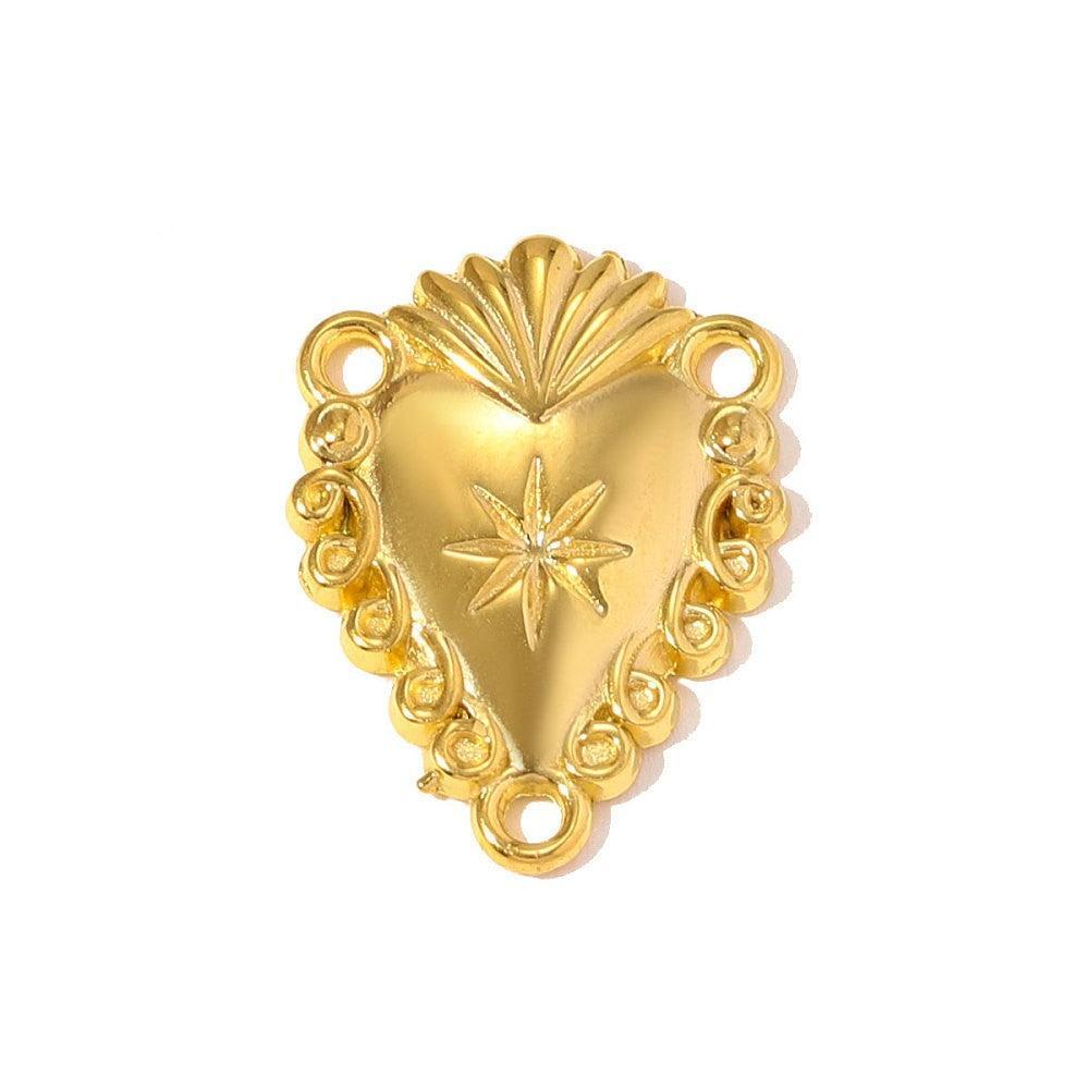 Bedel hart RVS 18K Gold plated 20mm - per stuk-bedels-Kraaltjes van Renate