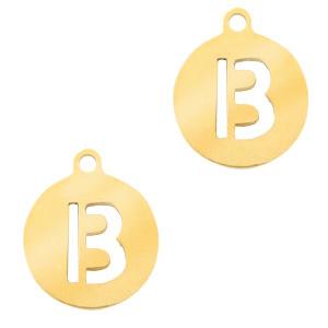 Bedel Initial letter B Stainless steel Goud (rvs) 10mm-Kraaltjes van Renate