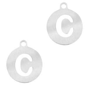 Bedel Initial letter C Stainless steel Zilver (rvs) 10mm-Kraaltjes van Renate