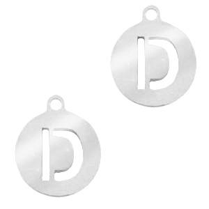 Bedel Initial letter D Stainless steel Zilver (rvs) 10mm-Kraaltjes van Renate