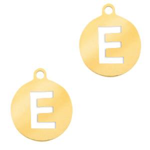 Bedel Initial letter E Stainless steel Goud (rvs) 10mm-Kraaltjes van Renate