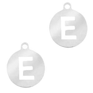 Bedel Initial letter E Stainless steel Zilver (rvs) 10mm-Kraaltjes van Renate