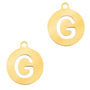 Bedel Initial letter G Stainless steel Goud (rvs) 10mm-Kraaltjes van Renate