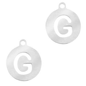 Bedel Initial letter G Stainless steel Zilver (rvs) 10mm-Kraaltjes van Renate