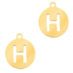 Bedel Initial letter H Stainless steel Goud (rvs) 10mm-Kraaltjes van Renate