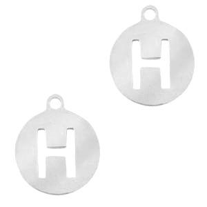 Bedel Initial letter H Stainless steel Zilver (rvs) 10mm-Kraaltjes van Renate