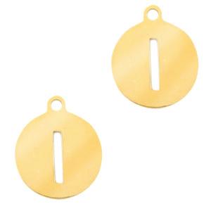 Bedel Initial letter I Stainless steel Goud (rvs) 10mm-Kraaltjes van Renate