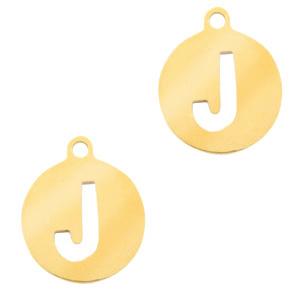Bedel Initial letter J Stainless steel Goud (rvs) 10mm-Kraaltjes van Renate