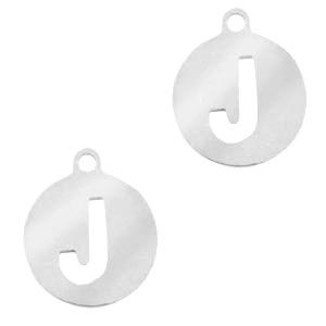 Bedel Initial letter J Stainless steel Zilver (rvs) 10mm-Kraaltjes van Renate