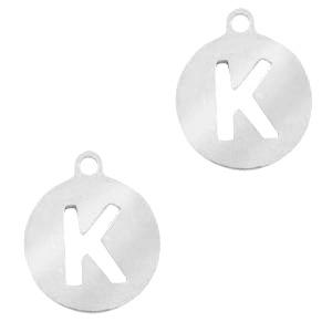 Bedel Initial letter K Stainless steel Zilver (rvs) 10mm-Kraaltjes van Renate