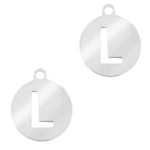 Bedel Initial letter L Stainless steel Zilver (rvs) 10mm-Kraaltjes van Renate