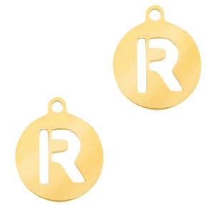 Bedel Initial letter R Stainless steel Goud (rvs) 10mm-Kraaltjes van Renate