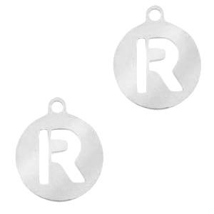 Bedel Initial letter R Stainless steel Zilver (rvs) 10mm-Kraaltjes van Renate