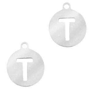 Bedel Initial letter T Stainless steel Zilver (rvs) 10mm-Kraaltjes van Renate