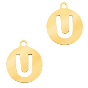 Bedel Initial letter U Stainless steel Goud (rvs) 10mm-Kraaltjes van Renate