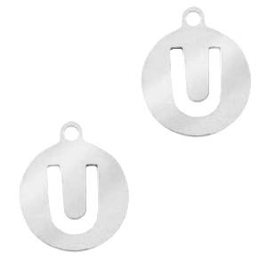 Bedel Initial letter U Stainless steel Zilver (rvs) 10mm-Kraaltjes van Renate