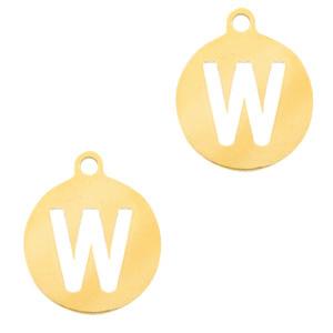Bedel Initial letter W Stainless steel Goud (rvs) 10mm-Kraaltjes van Renate