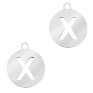 Bedel Initial letter X Stainless steel Zilver (rvs) 10mm-Kraaltjes van Renate
