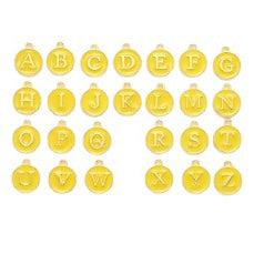 Bedel Initial letter alfabet 14mm goud/geel- per stuk-bedels-Kraaltjes van Renate