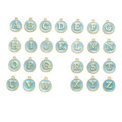 Bedel Initial letter alfabet 14mm goud/lichtblauw- per stuk-bedels-Kraaltjes van Renate