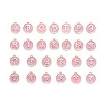 Bedel Initial letter alfabet 14mm goud/lichtroze- per stuk-bedels-Kraaltjes van Renate