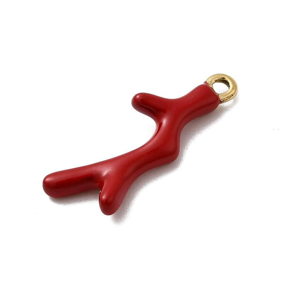 Bedel Koraal Emaille Premium RVS Rood 23mm - per stuk-Bedels-Kraaltjes van Renate