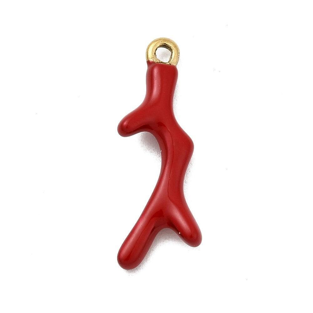 Bedel Koraal Emaille Premium RVS Rood 23mm - per stuk-Bedels-Kraaltjes van Renate