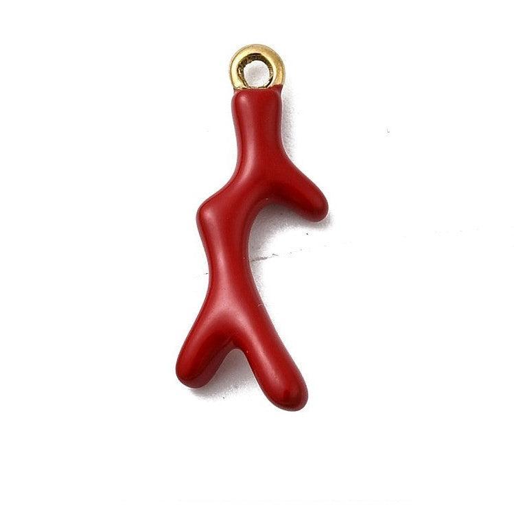 Bedel Koraal Emaille Premium RVS Rood 23mm - per stuk-Bedels-Kraaltjes van Renate