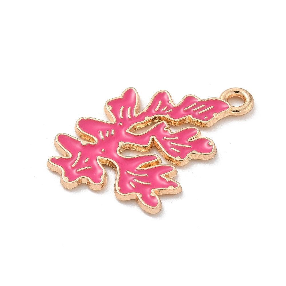 Bedel Koraal goud/Paars 29x20x1.5mm- per Stuk-bedels-Kraaltjes van Renate